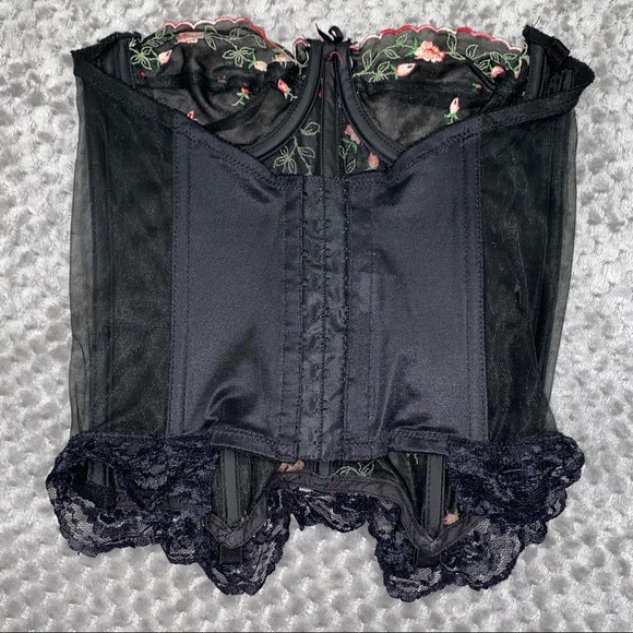 VINTAGE Rose Floral Embroidery Semi-Sheer Bustier - Picture 3 of 10